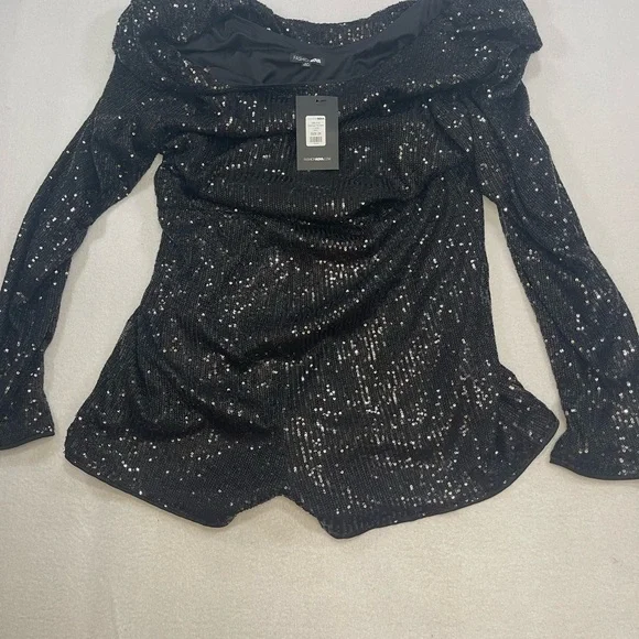 NWT Fashion Nova Sequin Romper Black Glitz Glamour Size 2X - Picture 4 of 8